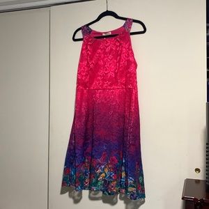 Ace Fashion Lace Floral Dress, Size XL (fits like a L) Hot Pink
